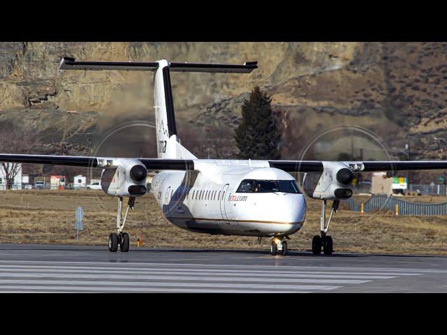 2 Back to Back Central Mountain Air Classic Dash 8 Departures at Kamloops Airport