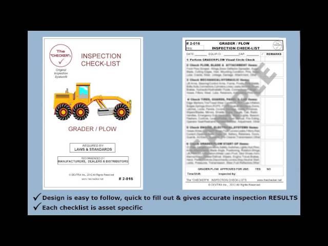 Grader / Plow Inspection Checklist #2-016 The Checker