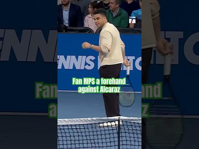 Fan RIPS a forehand against Alcaraz  #thegardencup #msg #alcaraz #benshelton