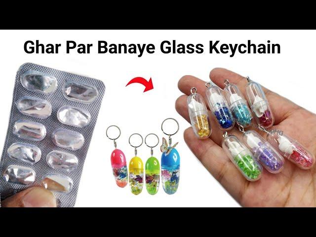 How to make Keychain from waste materials /Homemade glass keychain/DIY gift Keychain