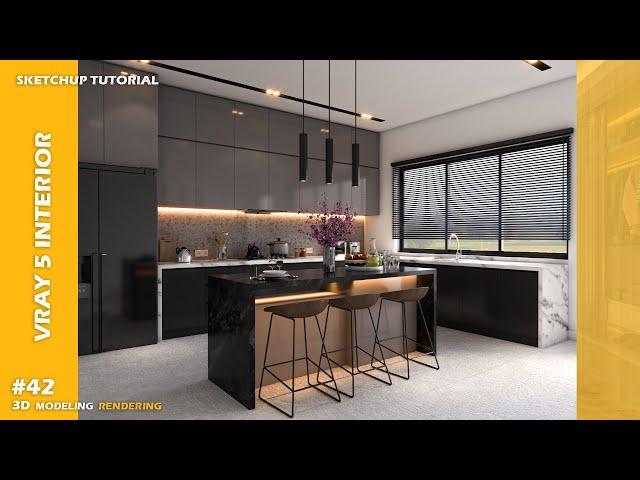 Kitchen room | Sketchup tutorial | Vray 5 Sketchup interior #42