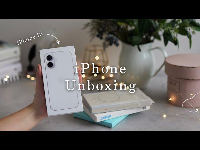 iPhone 16 Aesthetic Unboxing + Accessories Setup + Camera Test｜ANKER Mobile Battery｜beats Case/ASMR