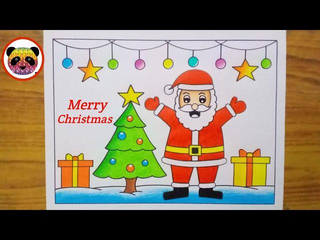 Merry Christmas Drawing / Santa Claus Drawing / Christmas Tree Drawing / Christmas Drawing Easy Step