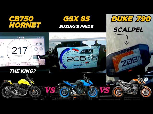 Honda CB750 Hornet ️ Suzuki GSX 8S ️ KTM Duke 790 | Stock Top Speed Attempt 