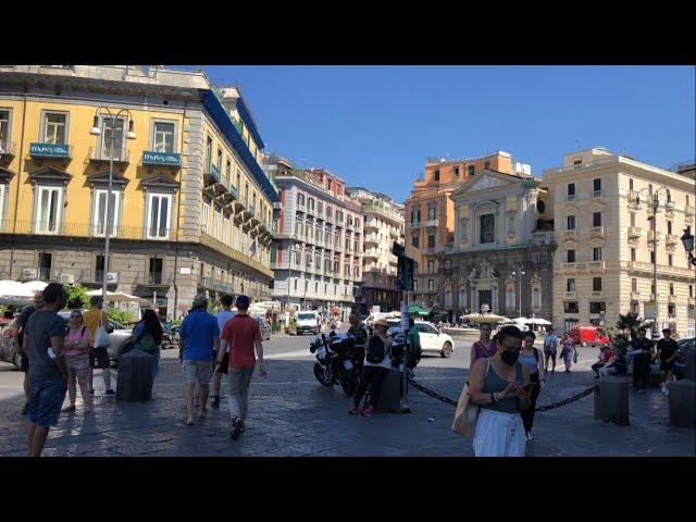 Naples Italy   Napoli Center Beautiful City Walk in Santa Lucia - piazza del Plebiscito