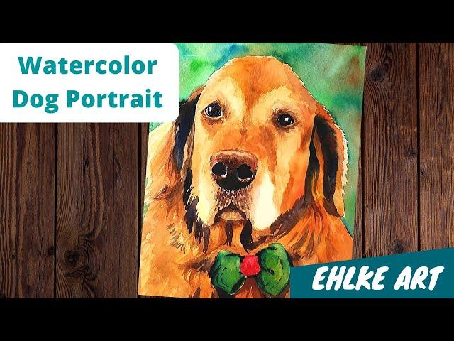 Speed Painting of a GOLDEN RETRIEVER  in WATERCOLOR