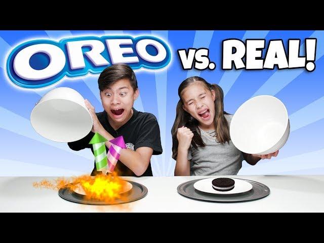 OREO VS REAL FOOD CHALLENGE - Switch Up!!! 14 Flavors of Cookies or Real?