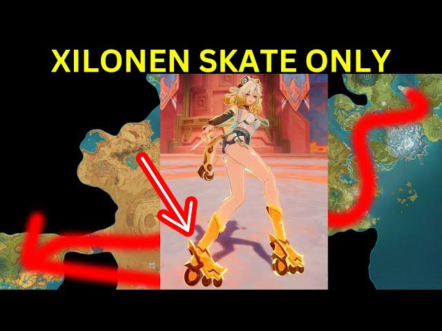 Xilonen Skate Only Run from Mondstadt to Natlan (Genshin Impact)