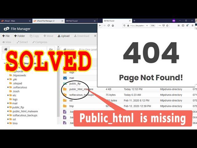 How to Fix 404 Page not Found error on my website & public_html missing/renamed? |LIVE