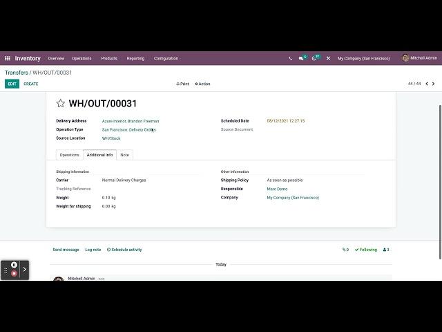 Odoo 15 Inventory Module Transfers