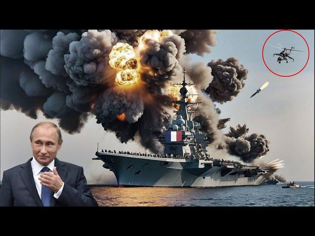 September 30th! A Russian KA-52 helicopter blew up France's largest aircraft carrier carrying 100 fu