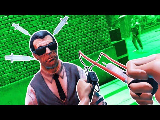 I BUILT a SLING SHOT NEEDLE LAUNCHER in Drunkn Bar Fight VR!