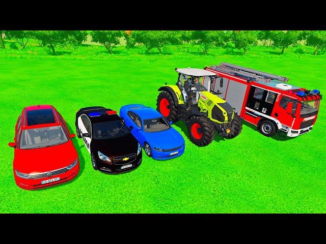 TRANSPORTING CARS, POLICE CARS,FIRE TRUCKS! - Farming Simulator 22