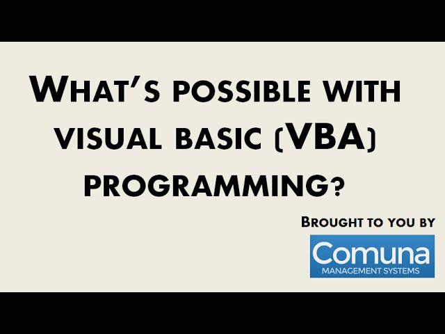 What's Possible In Visual Basic (VBA) for Microsoft Office - Demonstration