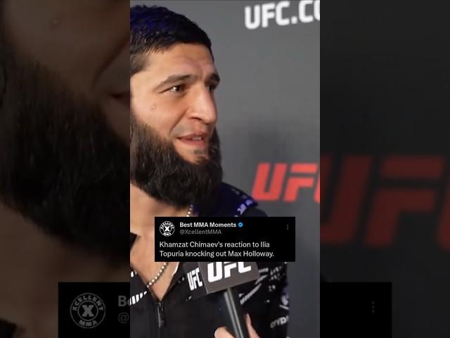 Khamzat Chimaev's live reaction to Ilia Topuria ko'ing Max Holloway