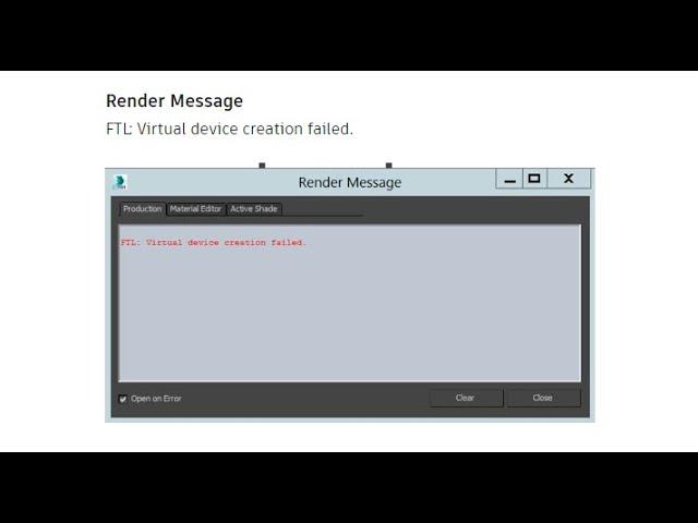 "FTL: Virtual device creation failed" 3ds Max error easy fix