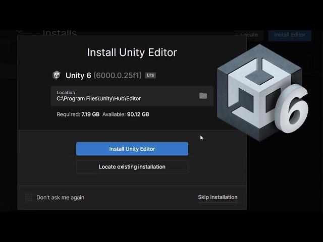 How to download and install Unity 6 Editor using Unity Hub