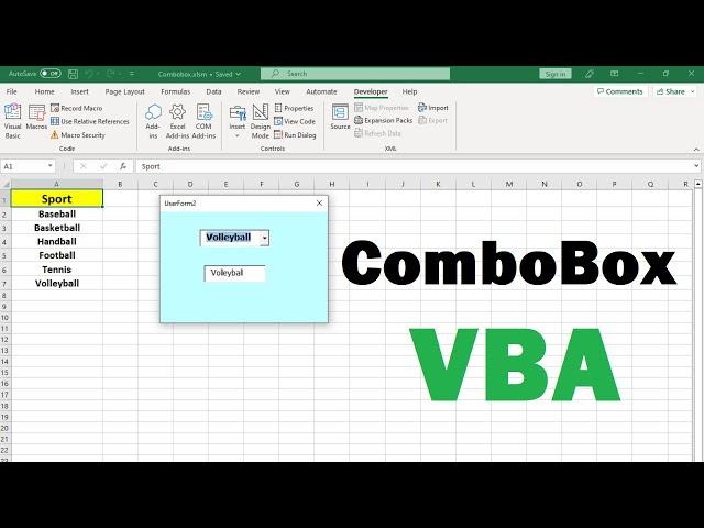 How to populate comboBox and get value in textbox using Excel VBA