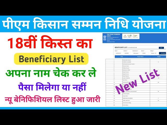 PM Kisan New Beneficiary List || pm kisan 18th installment 2024