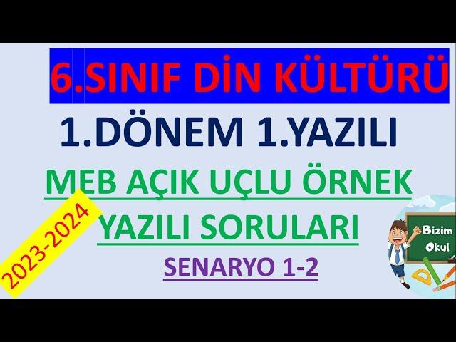 | MEB | 6.Sınıf 1.Dönem 1.Yazılı DİN KÜLTÜRÜ Soruları MEB Örnek Sorular