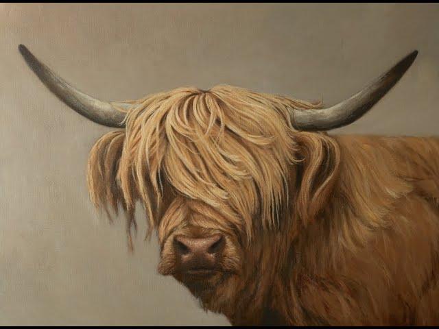 Painting a portrait of a highland cow in acrylic, come paint with me!