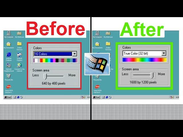 Get higher resolution in Windows 98 (VirtualBox)