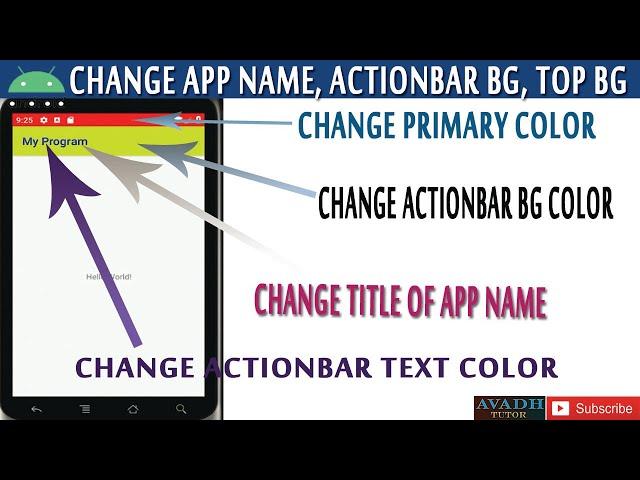 how to change action bar text color in android studio | change background color action bar android