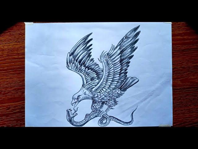 Eagle  Drawing with Pencil | Pencil Shading Bird | Pencil Sketch Art | Eagle with Snake Drawing