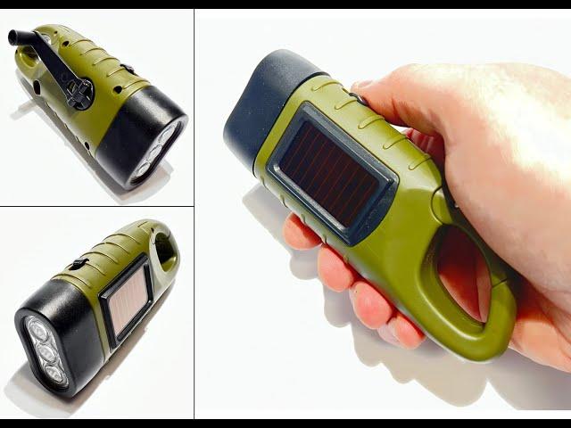 ХИТ: Фонарик на солнечной батарее + динамо машина DK Flashlight аккумуляторный, светодиод 3х0.5W