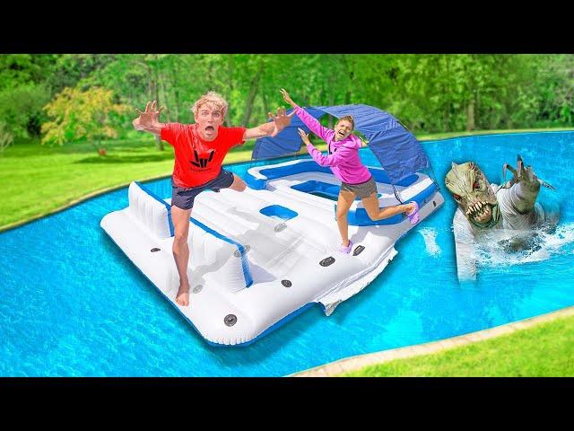 Who Will Survive the Sharer Fam Backyard Pond!? (Pond Monster Attacks!)