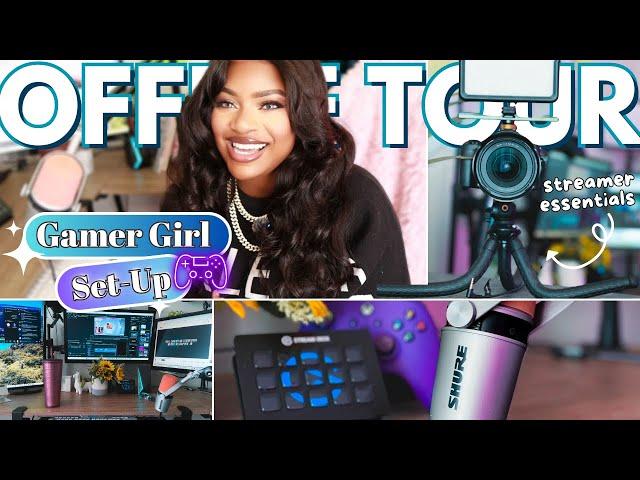 Chic Gamer & Streamer Office Tour | Tech, Setup, and Organization