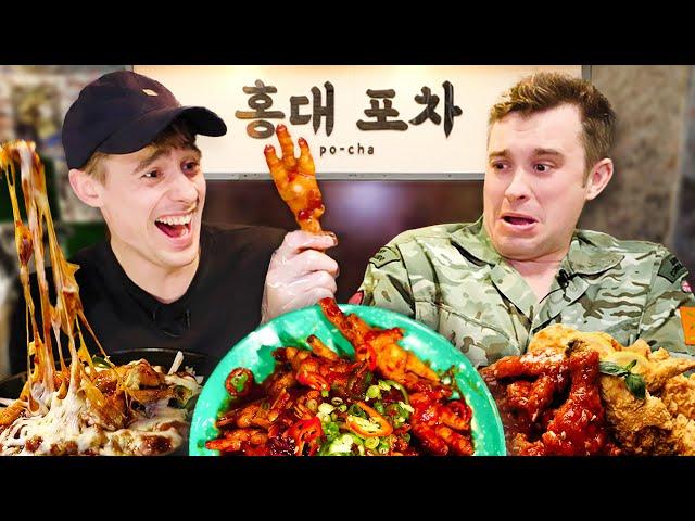 British Army Major terrified by Spicy Korean Chicken Feet!!