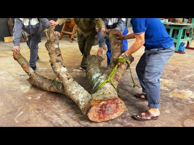 Extremely Unique 2000 USD Coffee Table Made From Ugly Large Tree Trunks // Masterpiece of Natural