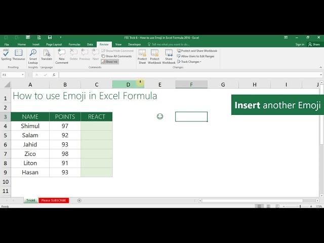 How to insert Emojis in Excel formula with Shortcut Key