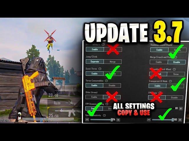 New Update 3.7 Best Settings & Sensitivity to Improve Headshots and Hip-Fire  | PUBG MOBILE / BGMI