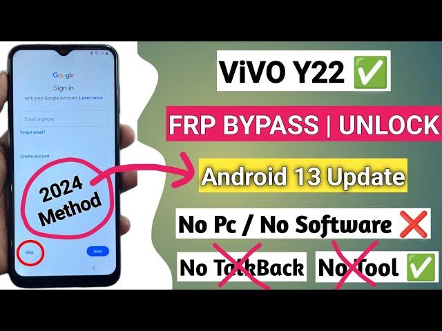 ViVO Y22 FRP BYPASS ANDROID 13 Without Pc [100% Success] No TalkBack - No Activity Launcher