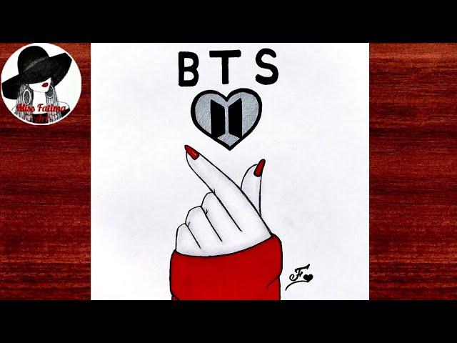 BTS Drawing Easy | Korean Tumblr Heart Drawing | BTS Army Drawing