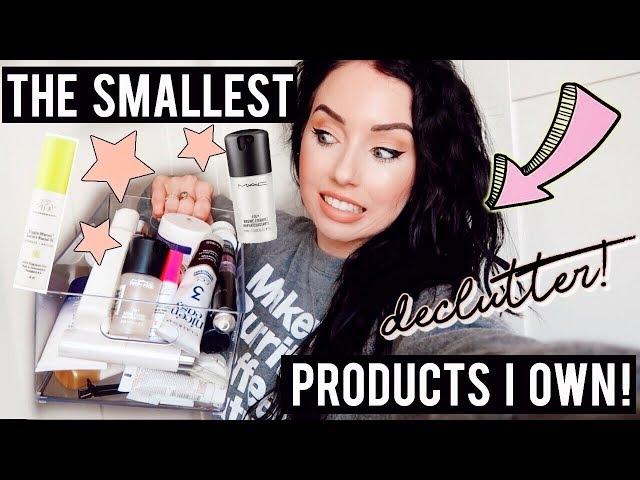 The Smallest Products I own! DECLUTTER | Travel Size Beauty