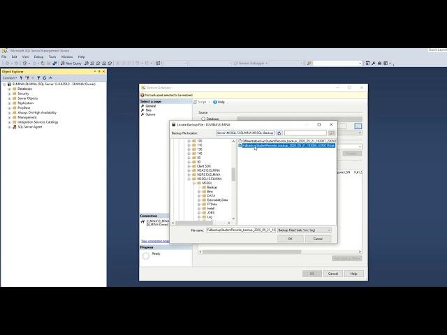 How to RESTORE A DATABASE BACKUP FILE (.BAK) in SQL Server 2016