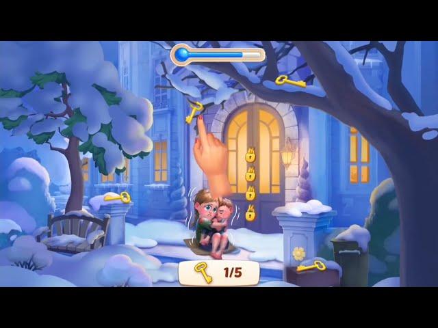 Gardenscapes game ads '33' Find all keys Children Freezing 