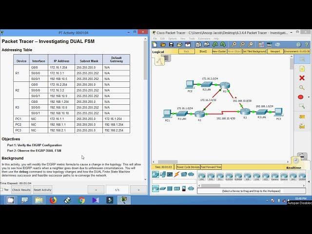 6.3.4.4 Packet Tracer - Investigating DUAL FSM