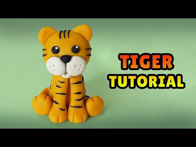 DIY how to make a TIGER - Easy Polymer Clay,  Fondant Cake Topper Tutorial