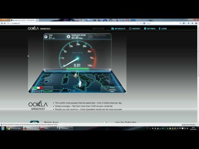 speedtest ftts/fttc/fttcab vdsl2 fastweb ultrafibra 01/02/2014