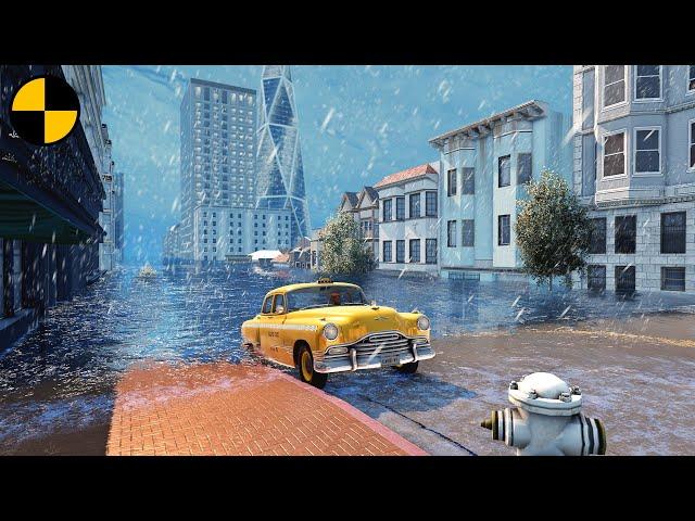 Cars vs Mega Flood  BeamNG.Drive