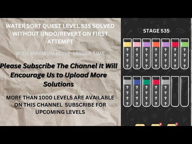 Water Sort Quest Level 535 solution walkthrough without any Revert