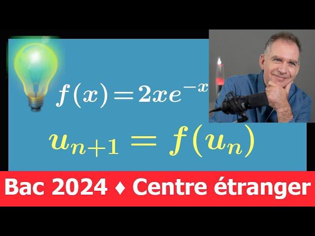 Corrigé Bac Centres étrangers 2024 spé maths  Suite Un+1=f(Un) Récurrence Limite Point fixe Python