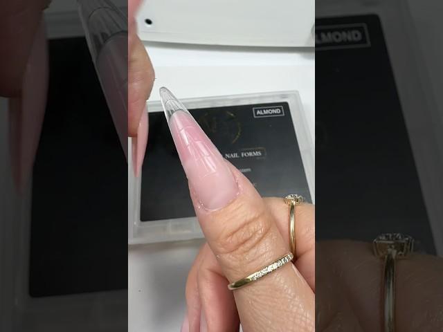 Rose nude tinted structure builder gel in almond dual form nail extension snaps #ASMR ￼