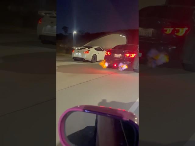 Q50 and 370z shooting crazy flames through tunnels