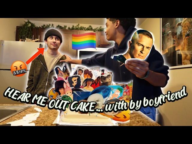 HEAR ME OUT CAKE...WITH MY BOYFRIEND (HE GOT SO MAD) (GAY COUPLE) + 100K SUBSCRIBERS!