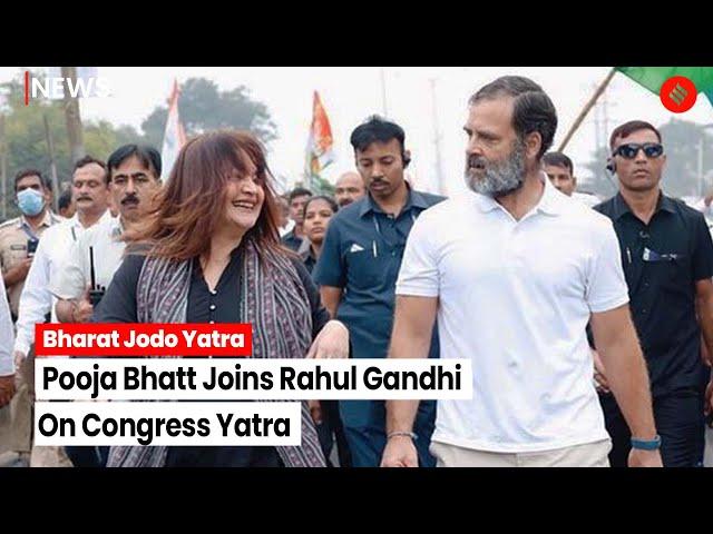 Filmmaker Pooja Bhatt Joins Rahul Gandhi On Congress’ ‘Bharat Jodo Yatra’ In Hyderabad